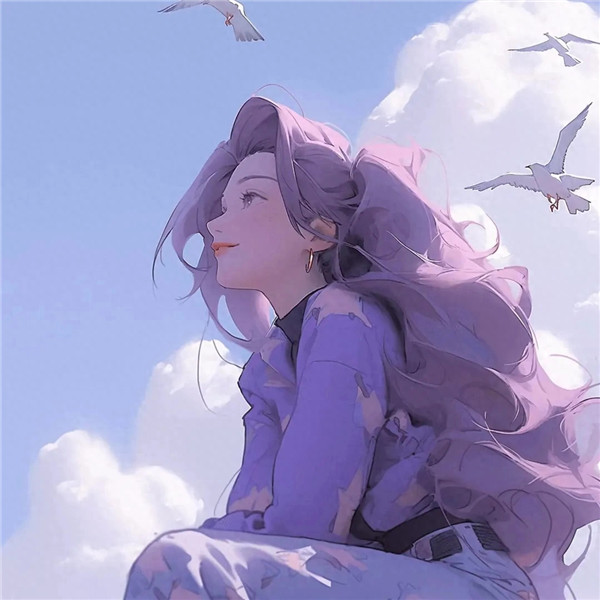 紫色动漫女生头像图片