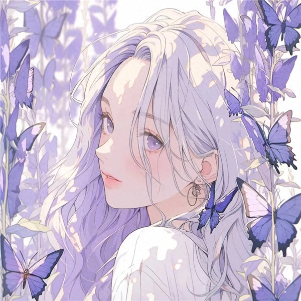 紫色动漫女生头像图片
