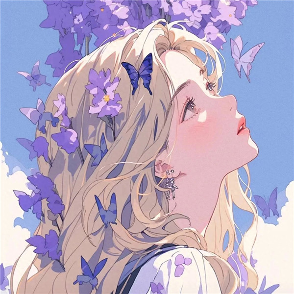 紫色动漫女生头像图片
