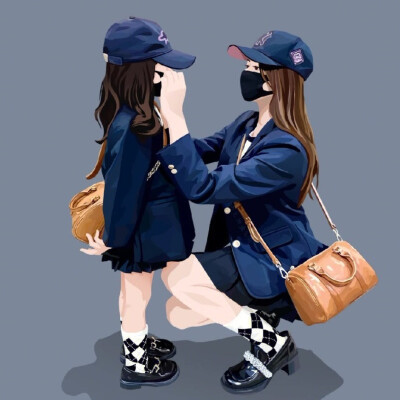 手绘亲子情侣头像图片