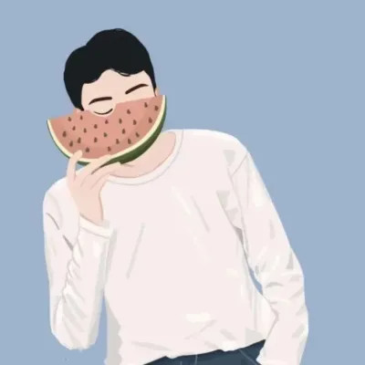 超甜的手绘情侣头像一人一半图片