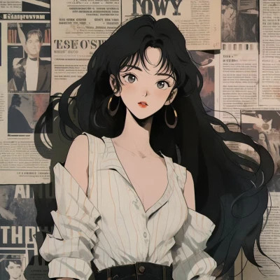 潮流复古旧漫风女头高清大图