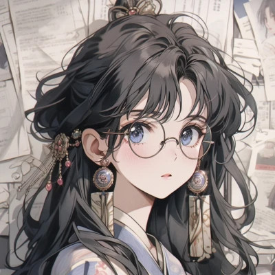 潮流复古旧漫风女头高清大图