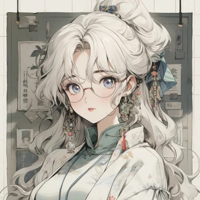 潮流复古旧漫风女头高清大图
