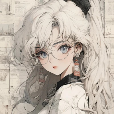 潮流复古旧漫风女头高清大图