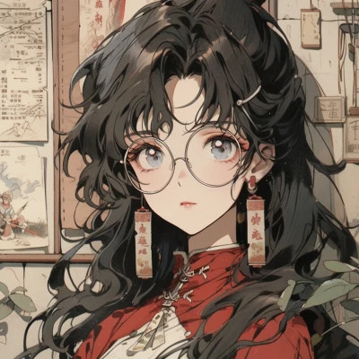潮流复古旧漫风女头高清大图