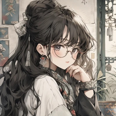 潮流复古旧漫风女头高清大图