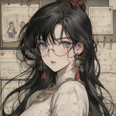 潮流复古旧漫风女头高清大图