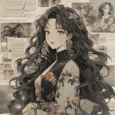 潮流复古旧漫风女头高清大图