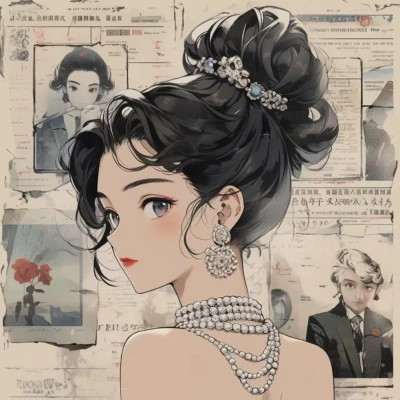 潮流复古旧漫风女头高清大图