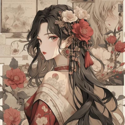 潮流复古旧漫风女头高清大图