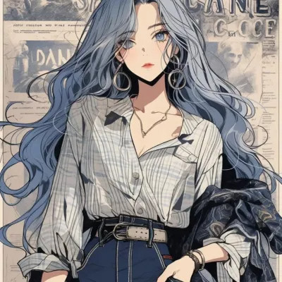 画风超酷旧漫女生手绘头像图片