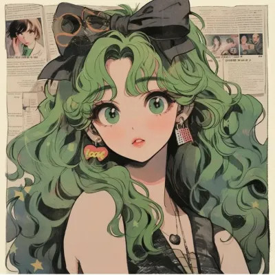 画风超酷旧漫女生手绘头像图片