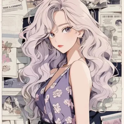 画风超酷旧漫女生手绘头像图片
