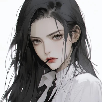 画风超酷旧漫女生手绘头像图片