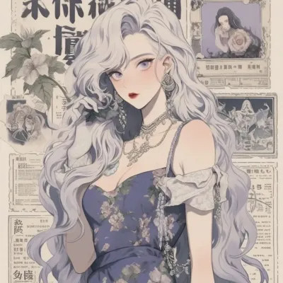 画风超酷旧漫女生手绘头像图片