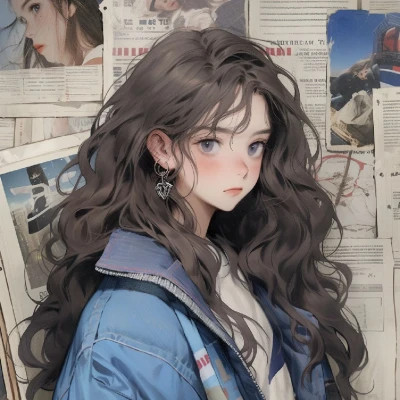 画风超酷旧漫女生手绘头像图片