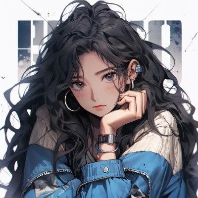 画风超酷旧漫女生手绘头像图片