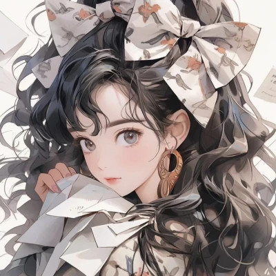 画风超酷旧漫女生手绘头像图片