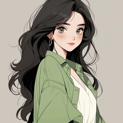 画风超酷旧漫女生手绘头像图片