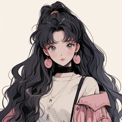 画风超酷旧漫女生手绘头像图片