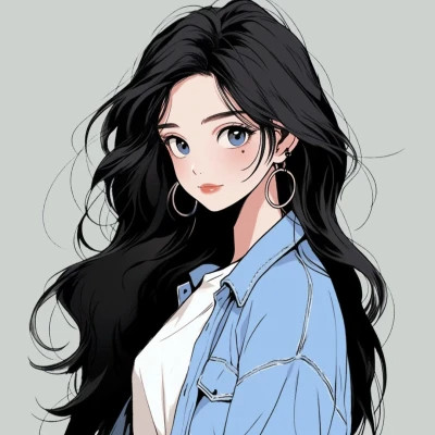 画风超酷旧漫女生手绘头像图片