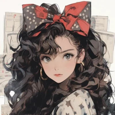 画风超酷旧漫女生手绘头像图片