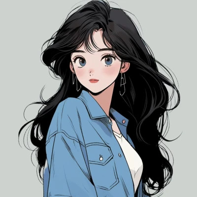 画风超酷旧漫女生手绘头像图片
