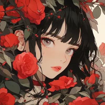 画风超酷旧漫女生手绘头像图片