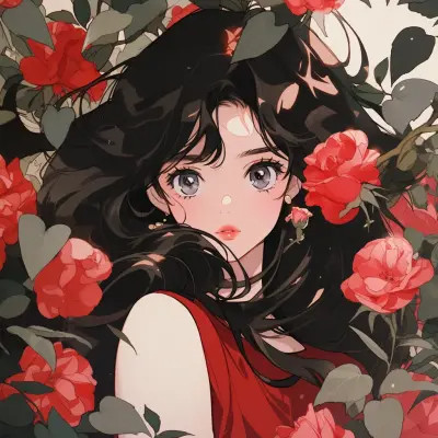 画风超酷旧漫女生手绘头像图片
