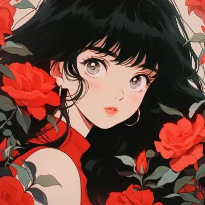画风超酷旧漫女生手绘头像图片