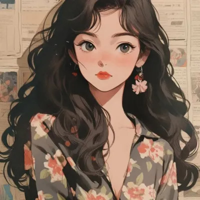 画风超酷旧漫女生手绘头像图片