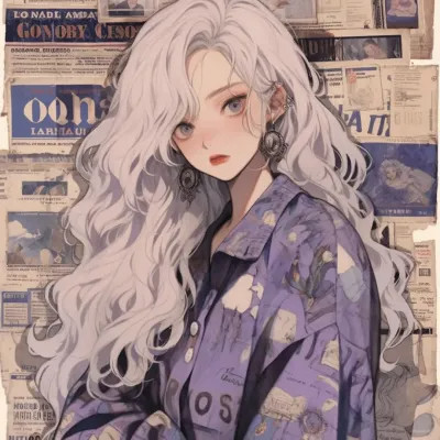 画风超酷旧漫女生手绘头像图片