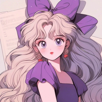 紫色系动漫女生头像图片