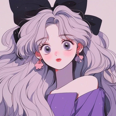 紫色系动漫女生头像图片