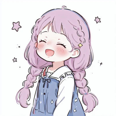 可爱紫发小女孩卡通头像图片