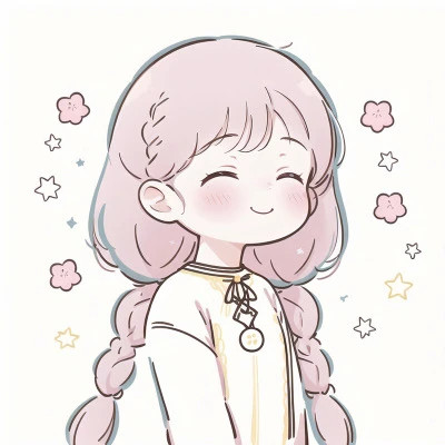 可爱紫发小女孩卡通头像图片