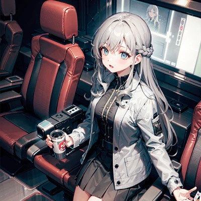 AI手绘银发少女动漫头像图片