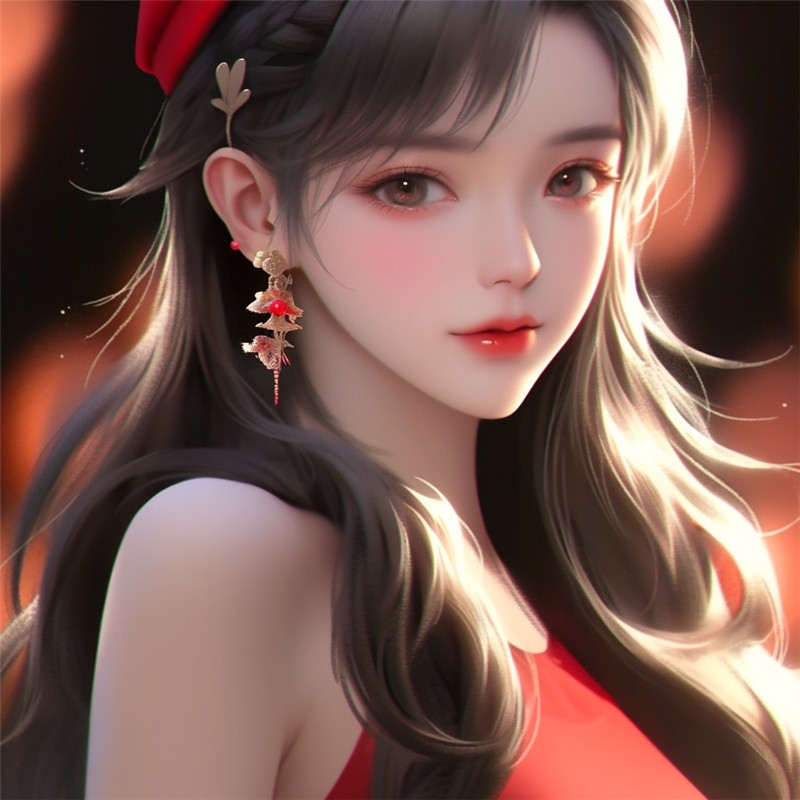 红色系时尚动漫女生头像图片