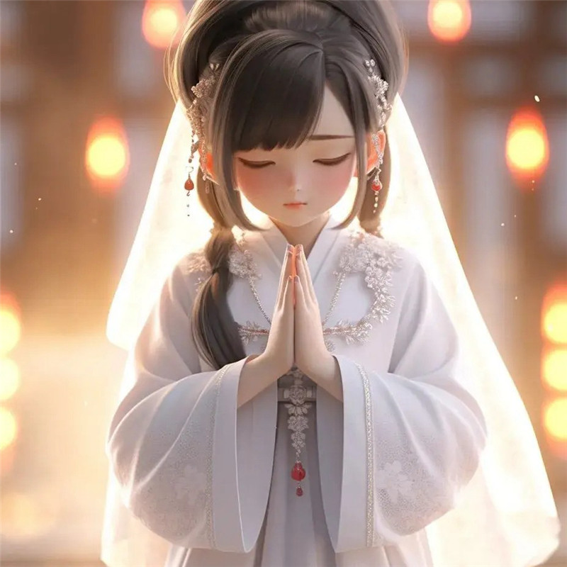 动漫女生祈福修身养性头像图片