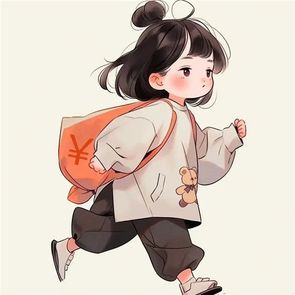 努力赚钱发财暴富可爱小女孩动漫头像图片