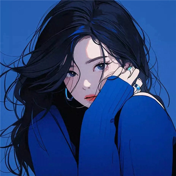 女生超酷蓝绿动漫头像图片