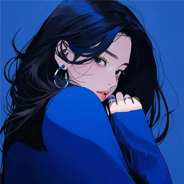 女生超酷蓝绿动漫头像图片