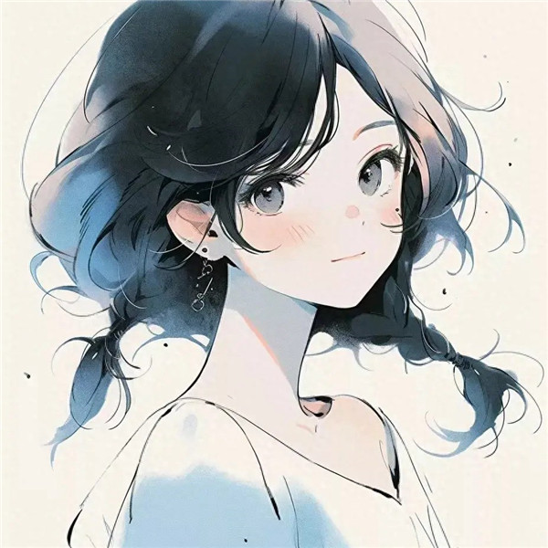 女生手绘双马尾头像图片