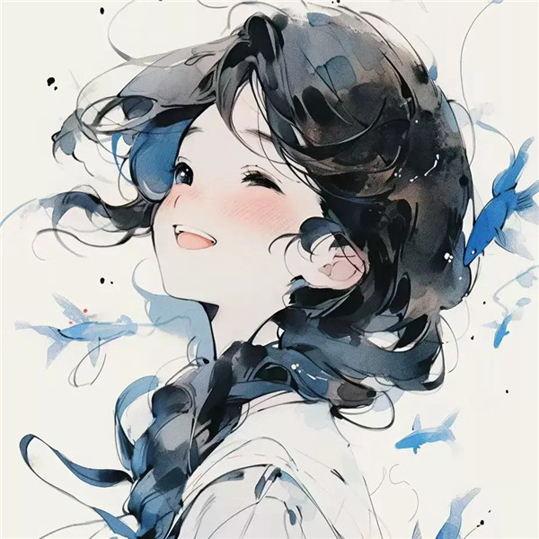 女生手绘双马尾头像图片