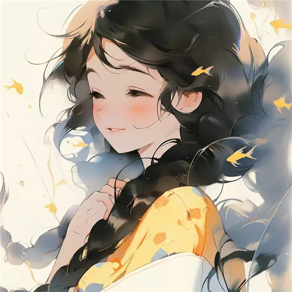 女生手绘双马尾头像图片
