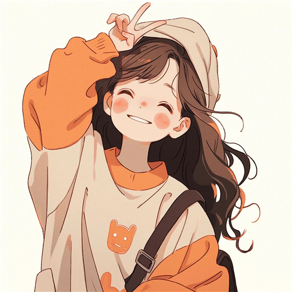 笑的灿烂秋天女生动漫头像图片