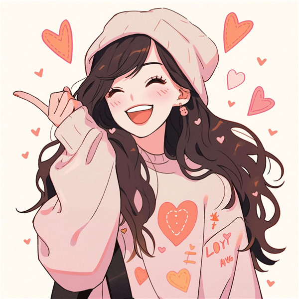 笑的灿烂秋天女生动漫头像图片