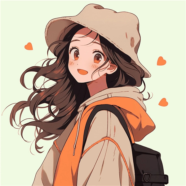 笑的灿烂秋天女生动漫头像图片