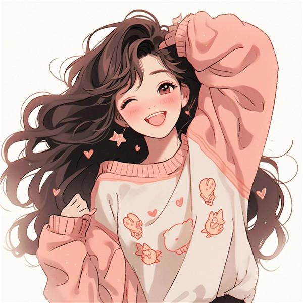 笑的灿烂秋天女生动漫头像图片